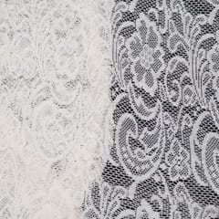 Off White Floral Design Dyeable Cotton Net