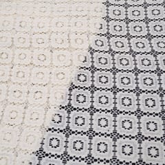 Off White Square Design Dyeable Cotton Net