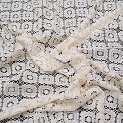 Off White Square Design Dyeable Cotton Net