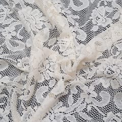 Off White Floral Design Dyeable Cotton Net