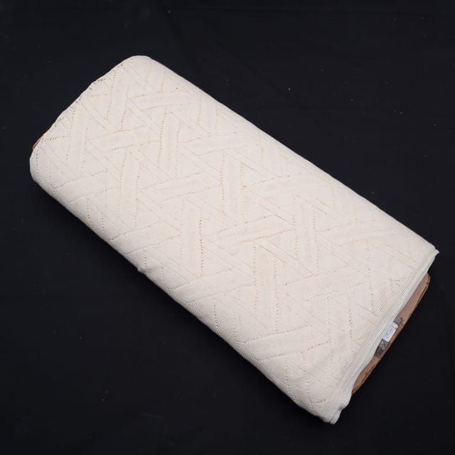 Off White Abstract Design Dyeable Cotton Net