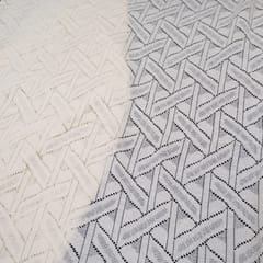 Off White Abstract Design Dyeable Cotton Net