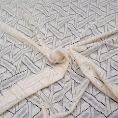 Off White Abstract Design Dyeable Cotton Net