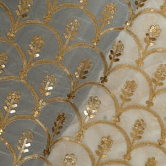 White Dyeable Georgette Embroidered Fabric