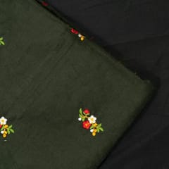 Military Green Colour Corduroy Embroidered Fabric