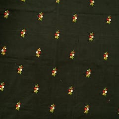 Military Green Colour Corduroy Embroidered Fabric