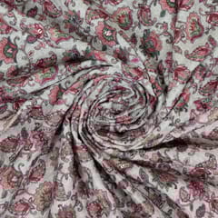 Multi Colour Velvet Print with Embroidery Fabric