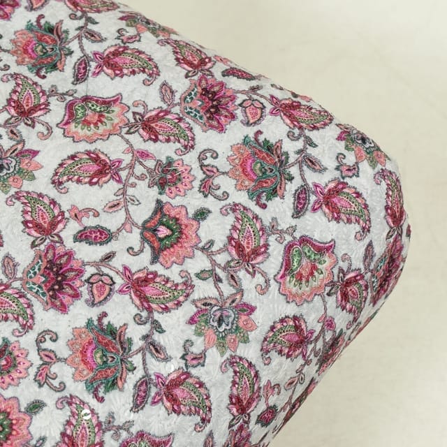 Multi Colour Velvet Print with Embroidery Fabric