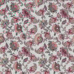 Multi Colour Velvet Print with Embroidery Fabric