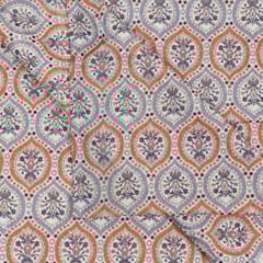 Multi Colour Velvet Print with Embroidery Fabric