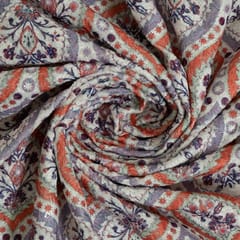 Multi Colour Velvet Print with Embroidery Fabric