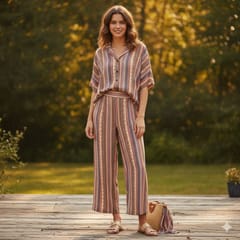 Brown Colour Pashmina Geometric Printed Fabric