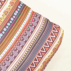 Brown Colour Pashmina Geometric Printed Fabric