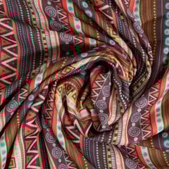 Brown Colour Pashmina Geometric Printed Fabric