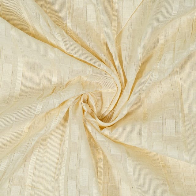 Off White Colour Dyeable Leeno Cotton Dobby Fabric
