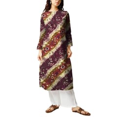 Maroon Stripes Printed Muslin Fabric Material