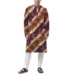 Maroon Stripes Printed Muslin Fabric Material