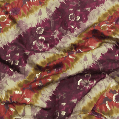 Maroon Stripes Printed Muslin Fabric Material