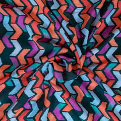 Bottle Green Colour Cotton Digital Printed Fabric