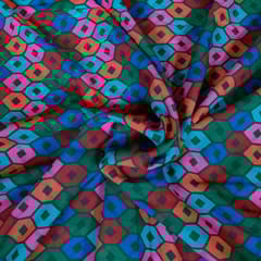 Green Colour Cotton Digital Printed Fabric