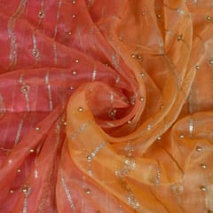 Multi Colour Ombre Organza Embroidered Fabric
