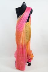 Multi Colour Ombre Organza Embroidered Fabric