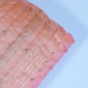 Multi Colour Ombre Organza Embroidered Fabric
