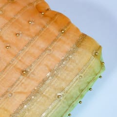 Multi Colour Ombre Organza Embroidered Fabric