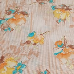 MultiColour Orange Shade Florals Muslin Print Fabric