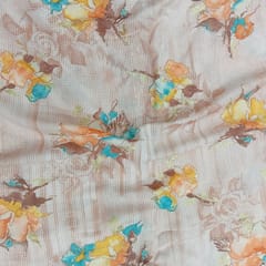 MultiColour Orange Shade Florals Muslin Print Fabric