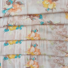 MultiColour Orange Shade Florals Muslin Print Fabric
