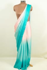 Multi Colour Georgette Satin Ombre Printed Fabric