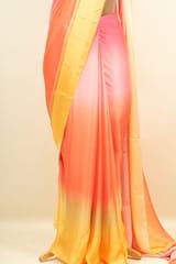 Multi Colour Georgette Satin Ombre Printed Fabric