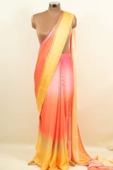 Multi Colour Georgette Satin Ombre Printed Fabric