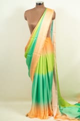 Multi Colour Georgette Satin Ombre Printed Fabric