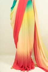 Multi Colour Poly Georgette Ombre Printed Fabric