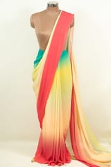 Multi Colour Poly Georgette Ombre Printed Fabric