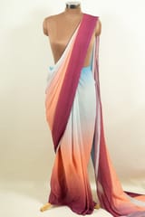 Multi Colour Poly Georgette Ombre Printed Fabric