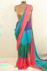 Multi Colour Poly Georgette Ombre Printed Fabric