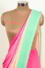 Multi Colour Poly Georgette Ombre Printed Fabric