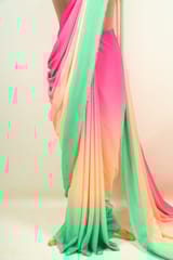 Multi Colour Poly Georgette Ombre Printed Fabric