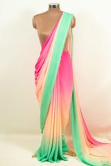 Multi Colour Poly Georgette Ombre Printed Fabric