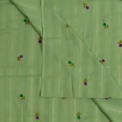 Green Colour Cotton Embroidered Fabric