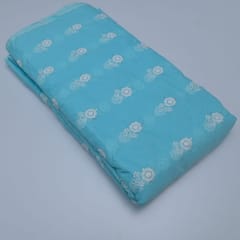 Firozi Colour Kota Doria Embroidered Fabric