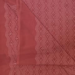 Gajree Colour Georgette Chikan Embroidered Fabric
