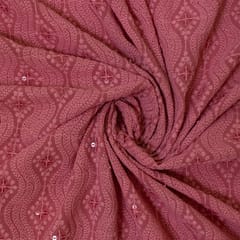 Gajree Colour Georgette Chikan Embroidered Fabric