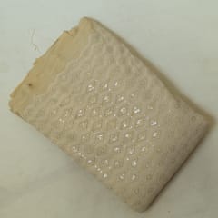 Biege Colour Georgette Chikan Embroidered Fabric