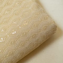 Biege Colour Georgette Chikan Embroidered Fabric