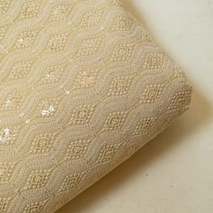 Biege Colour Georgette Chikan Embroidered Fabric