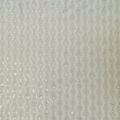 Grey Colour Georgette Chikan Embroidered Fabric